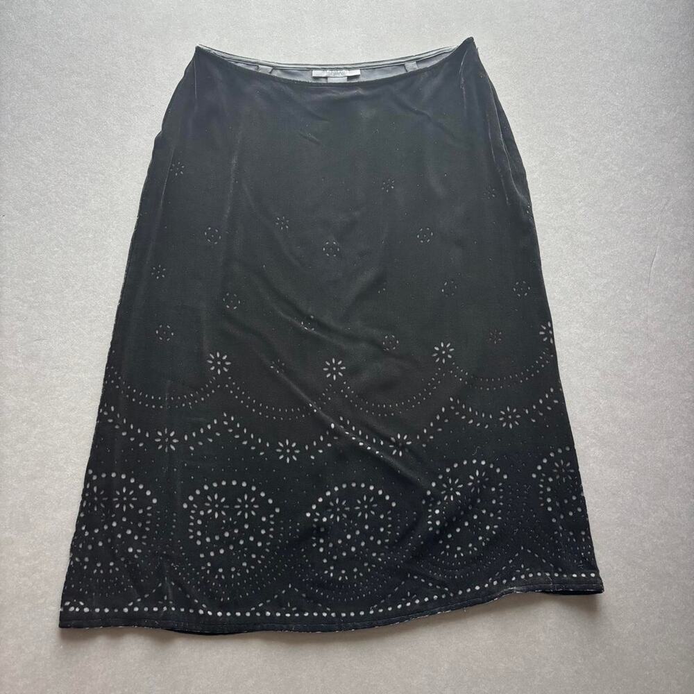 90s The Limited black Silk & Rayon Burnout Velvet Midi Skirt - Size 4